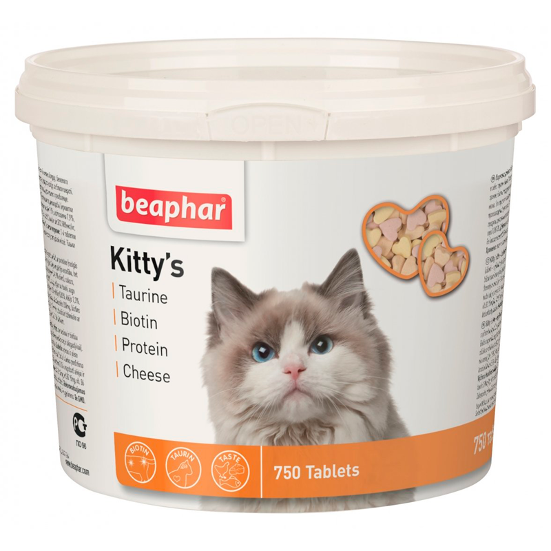 Вітамінізовані ласощі Kitty's Mix з таурином і біотином, сиром та протеїном (750табл)