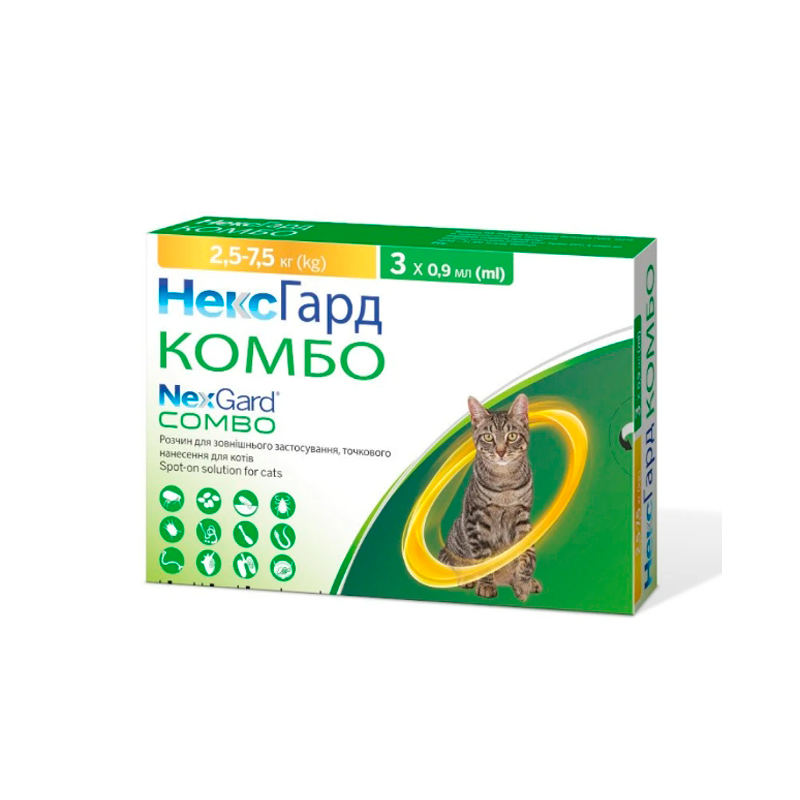 НЕКСГАРД КОМБО (Nexgard Combo) краплі для котів та кошенят (2,5-7,5 кг)